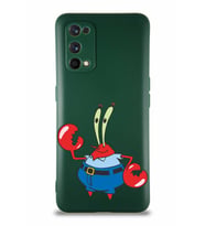 Realme 7 Pro Soft Premier Kapak Bay Yengeç Tasarımlı Silikon Kılıf - Yeşil (Şeffaf)