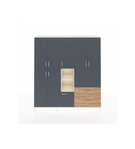 Hyperion Dolap 12 Raflı 2 Çekmeceli Tek Askılı 220x44x243 Aytaşı-Antrasit/Çam