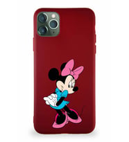 Apple iPhone 11 Pro Max Soft Premier Kapak Minnie Mouse-F Tasarımlı Silikon Kılıf - Mürdüm (Şeffaf)