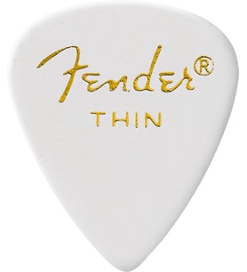 Fender 1980351780 Classic Celluloid White 351 Shape Thin Gitar Penası (12'li) İnce ve Esnek Yapı Parlak Akustik Tonlar İçin