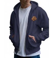 Erkek Toy Poodle Baskılı Oversize Fermuarlı Hoodie (Lacivert)