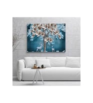 Ağaç ve Geyikler Kanvas Tablo 70 x 100 cm
