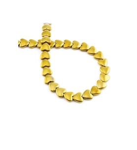 Hematit Doğal Taş Parlak Gold Kalp Kesim 8mm Dizi