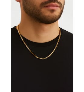 Altın Renk Iç Içe Geçmeli Arnavut Asansör Unisex Erkek Çelik Kolye - 3375