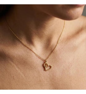Kişiye Özel Minimal Haç ve Kalp Kolye 925K Gümüş (Gold)