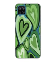 Samsung Galaxy A22/M22/M32 Uyumlu Yeşil Kalp Desenli Şeffaf Telefon Kılıfı