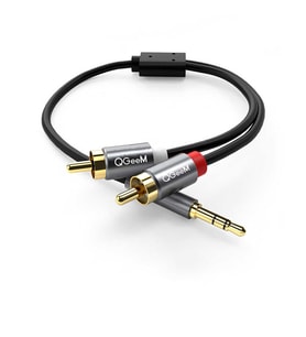 Telefon Bilgisayar Televizyon Ses Sistemleri İçin 3.5mm Jack ve 2'li RCA Aux Ses Kablosu (1.5 Metre) (Siyah)