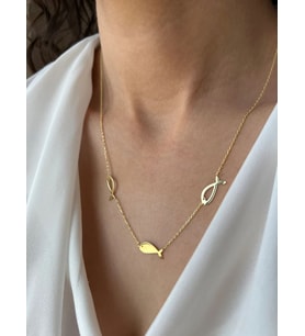 Kişiye Özel Tasarım Balık Model Kolye 925K Gümüş (Gold)