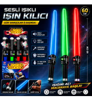 Sesli Işıklı Işın Kılıcı 60 CM Renkli LED Efektli Uzay Savaşçı Kılıcı Eğlenceli Oyuncak Kılıç