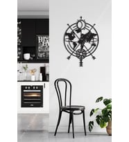 Leylaser Pusula Harita Duvar Tablosu 75x50cm - Ahşap Dekoratif Modern Duvar Süsü Lazer Kesim