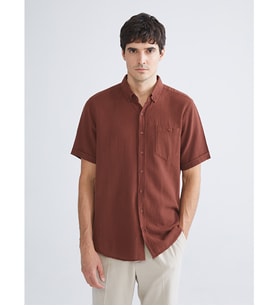 LCWAIKIKI Classic Kahverengi Regular Fit Kısa Kollu Erkek Gömlek