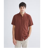 LCWAIKIKI Classic Kahverengi Regular Fit Kısa Kollu Erkek Gömlek