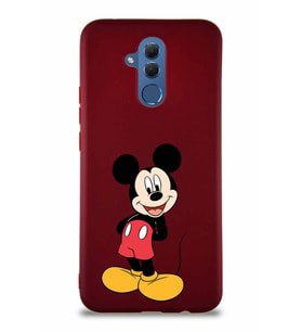 Huawei Mate 20 Lite Soft Premier Kapak Mickey Mouse-B Tasarımlı Silikon Kılıf - Mürdüm (Şeffaf)