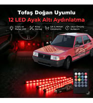 Tofaş Doğan Uyumlu RGB Ayak Altı LED 12 Led Kumandalı Müzik Duyarlı Araç İçi Aydınlatma 7 Renk 12V