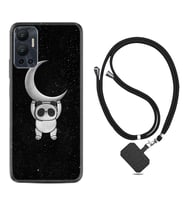 Infınix Hot 12 Kılıf Resimli Boyun Askılı İpli Desenli Silikon Series Panda Moon 1811