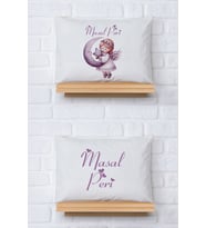 Pia Baby Premium %100 Pamuk İkili İsim Yazılı Kız Bebek Yastık Kılıfı – 35x45 cm Organik Baskı 5081-13 (Ekru)