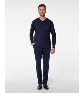 pilelistore Pijalux Uzun Kollu  Erkek  Pijaması 2053 (Lacivert)