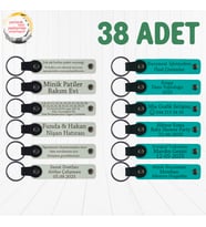 Beyaz & Koyu Turkuaz, Kafe Müşterilerine Küçük Teşekkür, 38’li Set, Kişiselleştirilebilir Hatıra