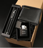 Kişiye Özel Siyah Zippo Çakmak& Siyah Touch Pen& Siyah Erkek Cüzdan Hediye Seti