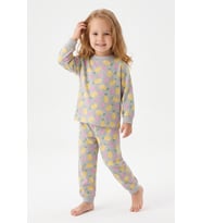 %100 Pamuk ve Baskılı Kız Çocuk Pijama Takımı 9-36 Ay 12741IS MODANINO