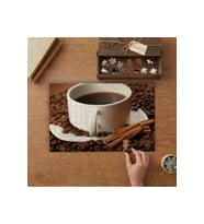 Filtre Kahve - Kahve Çekirdekleri - Tarçın Tasarımı 240 parça Ahşap Puzzle Ahşap Kutuda MP01732