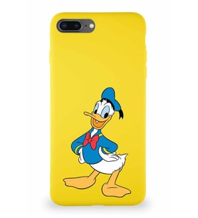 Apple iPhone 8 Plus Soft Premier Kapak Donald Duck-C Tasarımlı Silikon Kılıf - Sarı (Şeffaf)
