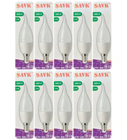 (10 Adet) Şavk 5,5W (37W) Beyaz Işık (6500K) E14 Duylu (İnce Duy) Led Kıvrık Ampul