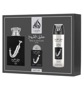 Lattafa Ishq Al Shuyukh Silver EDP 100 ml + EDP 20 ml + Deodorant 200 ml Erkek Parfüm Seti