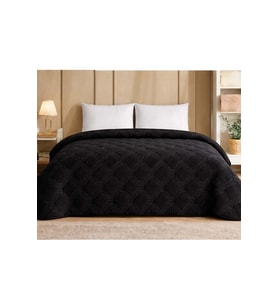 Özdilek Trendy Embos Çift Kişilik Battaniye (220x240)-Art Deco Jet Black (Siyah)