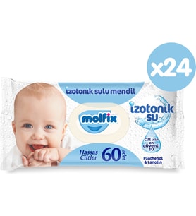 Molfix İzotonik Sulu Islak Mendil Hassas Ciltler 60'lı 24*60 1440 Yaprak