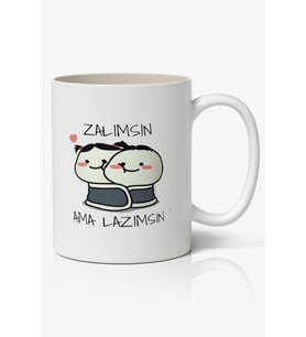 Zalımsın Ama Lazımsın Yazılı Temalı Beyaz Kupa Bardak Arkadaşa Sevgiliye Hediye