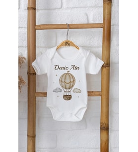 Pia Baby Premium %100 Pamuk İsme Özel Organik Baskılı Çıtçıtlı Bebek Body Zıbın Modelleri 5037-16 (Ekru)