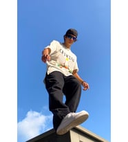 Official Nakışlı Ekru Oversize Tshirt