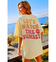 Unisex Lets Watch The Sunset Tasarım Tshirt (Bej)