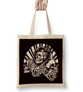 Santa Muerte Dead Mexican Sugar Skull Female Deity Satanic Bez Çanta Uzun Saplı