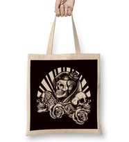 Santa Muerte Dead Mexican Sugar Skull Female Deity Satanic Bez Çanta Uzun Saplı