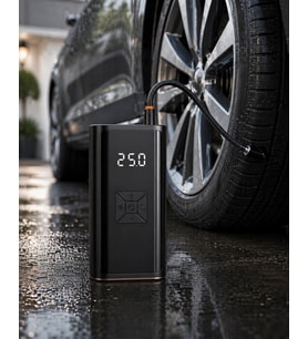 Kablosuz Lastik Şişirme Kompresörü Dijital Ekranlı Powerbank Özellikli Hava Pompası