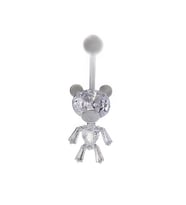 Kadın Taşlı Ayıcık Model Çelik Piercing (Gümüş Gri)