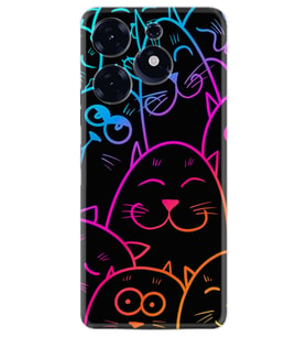 Spark 10 Pro Uyumlu Kılıf Silikon Desen Özel Seri Neon Cats 1790