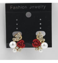 Küpe Kadın Gold Vip Vintage Tasarım Küpe (Kırmızı)