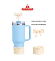 Stanley Quencher Uyumlu 40 oz 1.18 L Uyumlu Termos Aksesuarı Fiyonk+Taban (Krem)