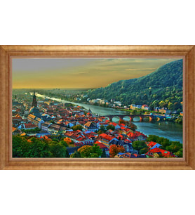 Çerçeveli Paspartulu Manzara Tablo bm1260 (Gold)