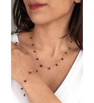 925 Ayar Gümüş Altın Kaplama 18Ct Yarı Değerli Granat Taşlı Set-Collezione Di Granati Boemi