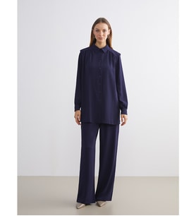 LCW Modest Lacivert Beli Lastikli Geniş Paça Kadın Pantolon