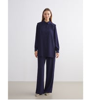 LCW Modest Lacivert Beli Lastikli Geniş Paça Kadın Pantolon