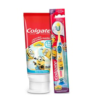 Colgate Minions 6+ Yaş Florürlü Çocuk Diş Macunu 50 ml ve Ekstra Yumuşak Vakum Saplı Diş Fırçası Seti – Çürük Önleyici