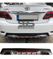 Toyota Corolla 2007-2012 Difüzör Arka Tampon Eki 2 Egzoz Çıkışlı Gri Reflektörlü