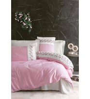 Mulvxurg  Urg02  Brode Nakışlı Çift Kişilik Saten Nevresim Takımı Niobe Pembe (Mulvix)