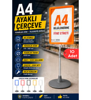 10 Adet - A4 Ayaklı Çerçeve Seti Yuvarlak Tabanlı Teleskopik Fiyat Etiketi Standı Turuncu