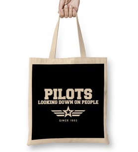 Funny Pilots Looking Down On People Since 1903 Pun Bez Çanta Uzun Saplı